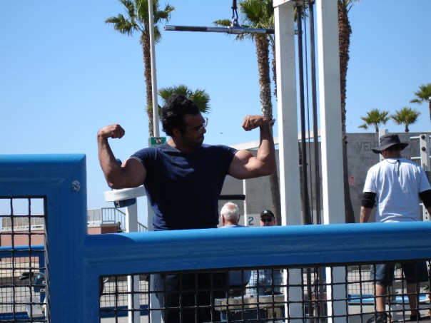 Body builder at Muscle Beach in Venice, California