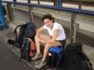 Olga Garcia, the guest author, on a backpacking trip