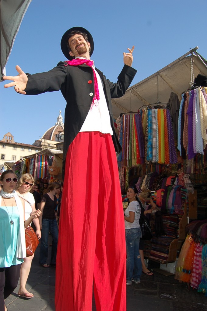 Man on stilts in Florence