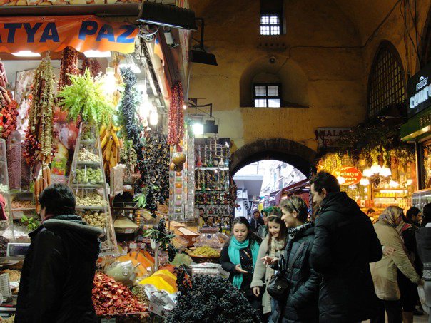 Shoppers at the Istanbul spice market