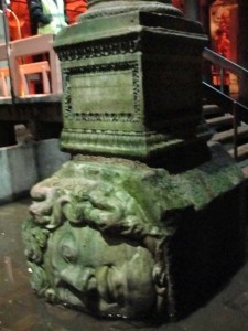 Sideways Medusa head in Basilica Cistern