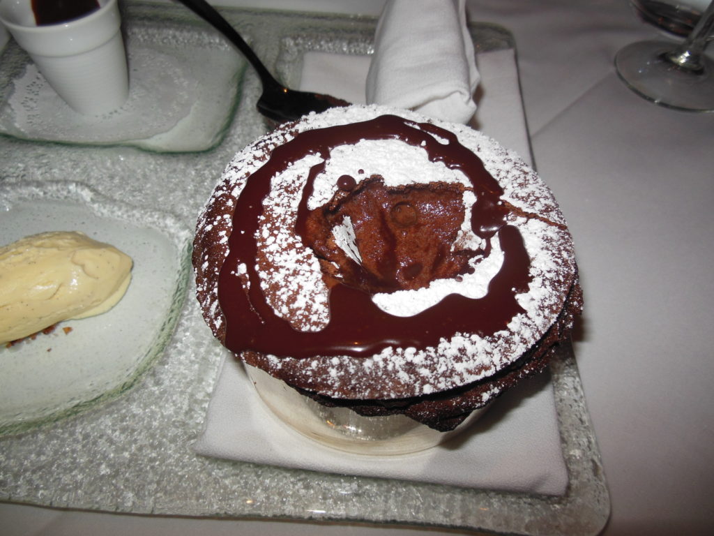 Chocolate souffle in Spago